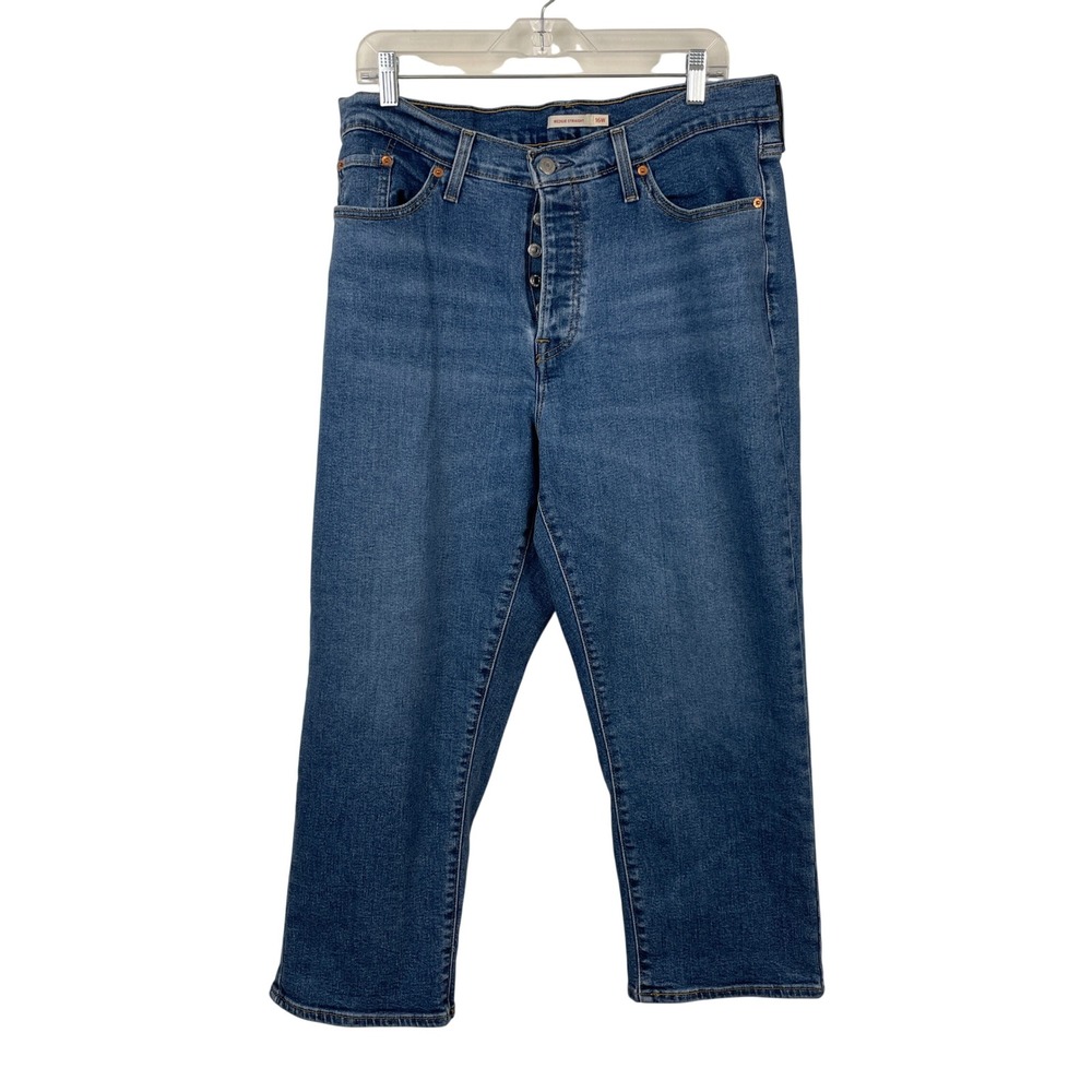 Levis Wedgie Straight Jeans Womens 16W Medium Wash High‎ Rise Button Fly Denim